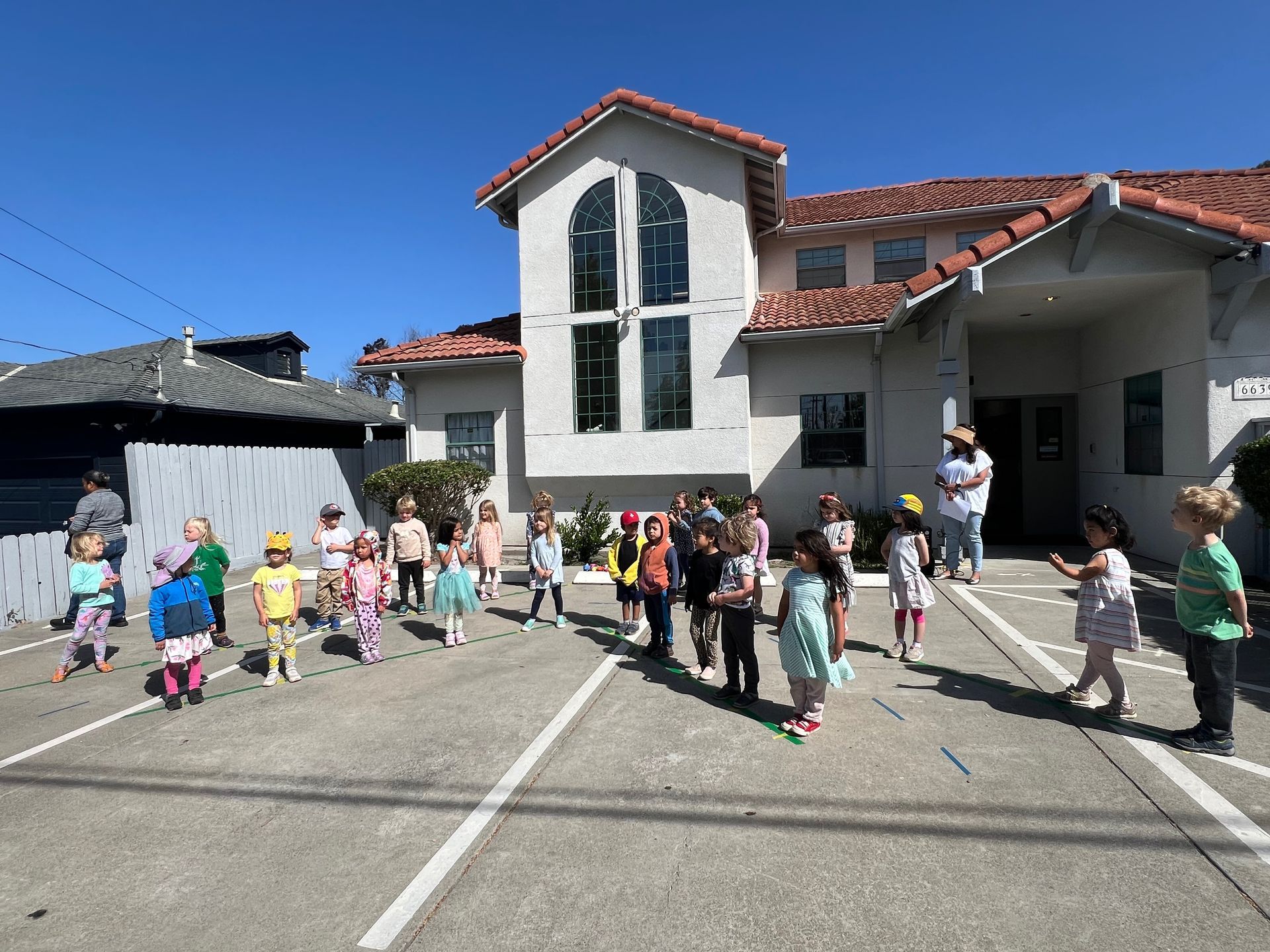 Montessori children during an outdoor activity