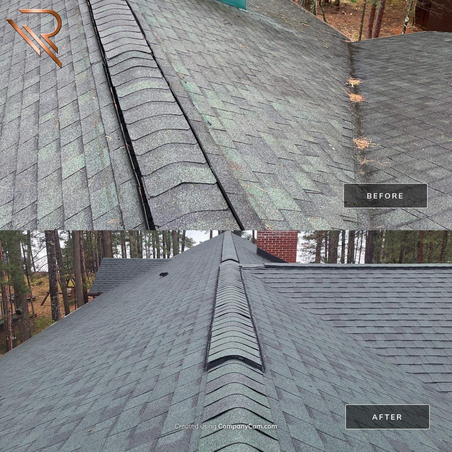 roofing contractor in charlevoix, michigan where we replaced old shingles with new Atlas shingles