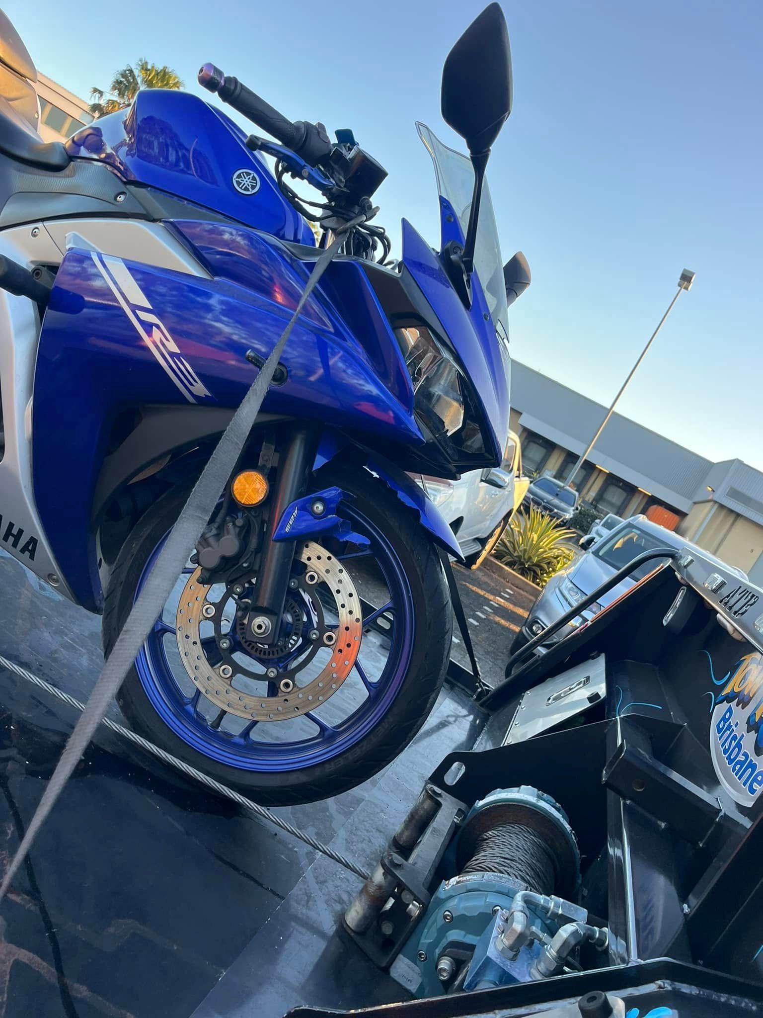 Blue Sport Motorcycle Parked on a Trailer — A B & Forge Towing In Redcliffe, QLD