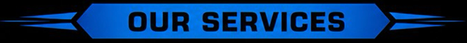 Blue Our Services Banner With Arrows on Both Sides