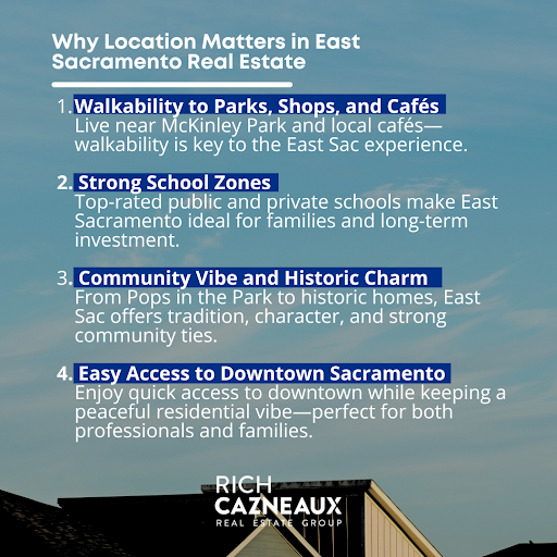 Why location matters in East Sacramento: walkability, top schools, historic charm, and easy access to downtown.
