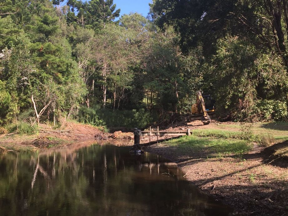 Professional Landscaper Driving an Excavator — Hinterland Property Services in Coopers Shoot, NSW