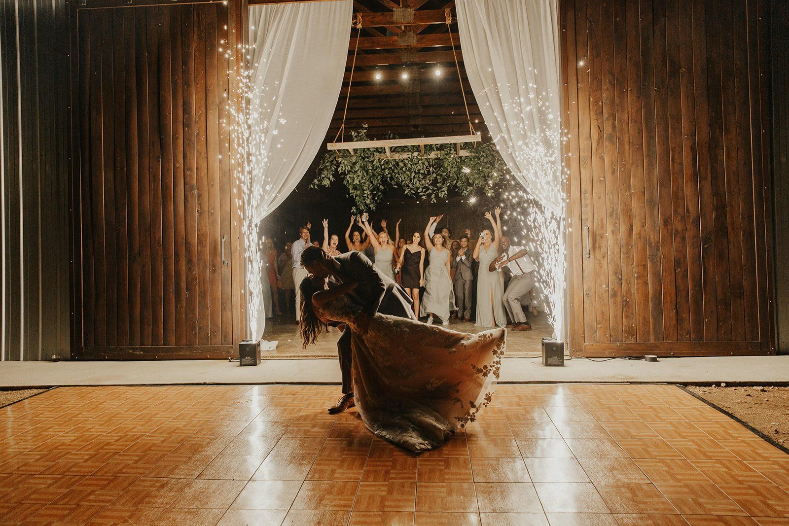 Couple dancing at wedding reception