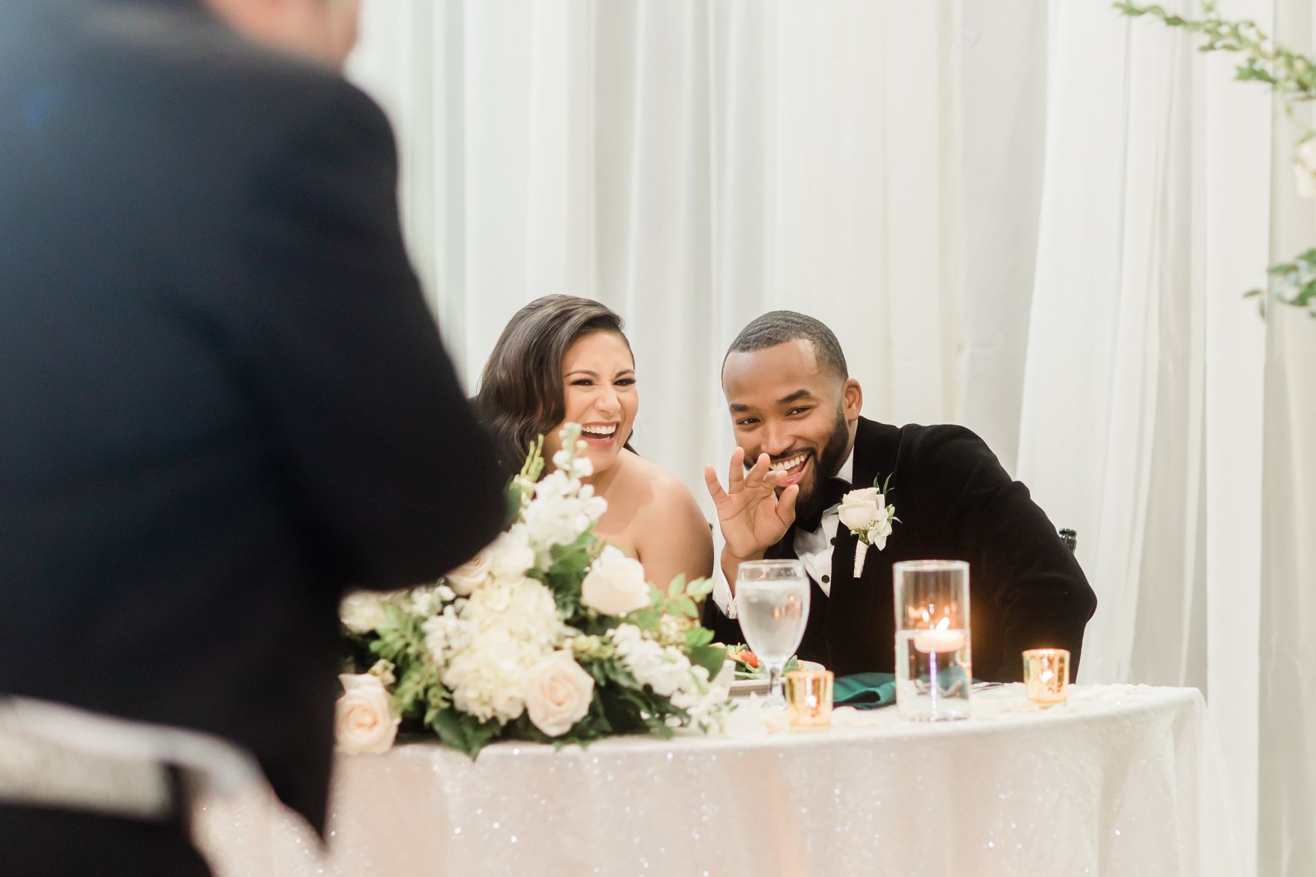 Wedding Reception Couple Laughing