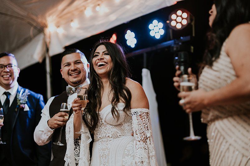 Wedding couple toasts