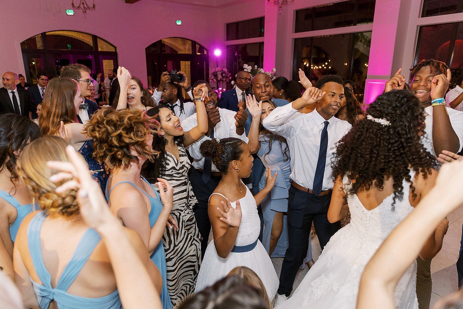 Wedding dance floor guests dancing
