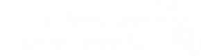 A.A. Co Farm, Lawn & Garden Center LLC logo text in white with a garden icon graphic in white