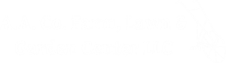A.A. Co Farm, Lawn & Garden Center LLC logo text in white with a garden icon graphic in white