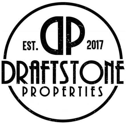 A black and white logo for draftstone properties.