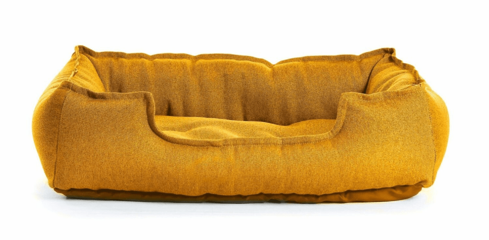 Yellow dog bed.
