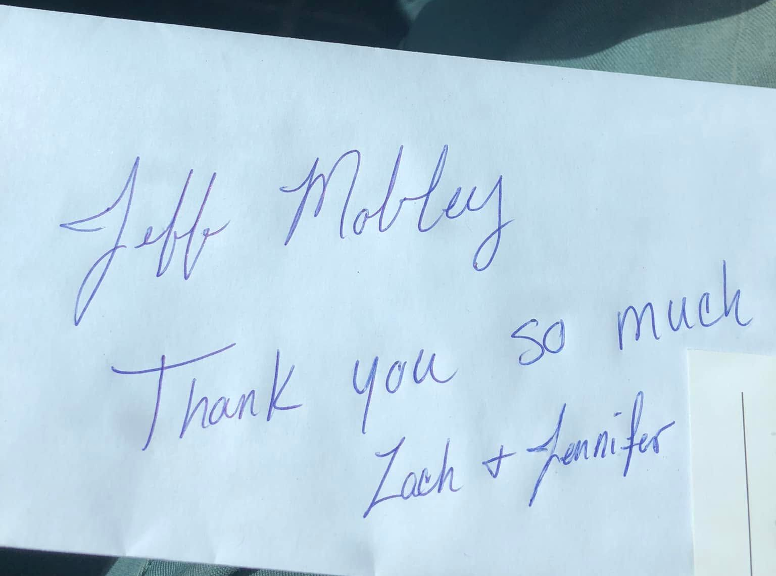 Personal note of appreciation for Jeff Mobley Tree Service