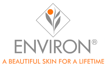 ENVIRON logo with gray leaf icon and orange accent, plus tagline “A Beautiful Skin for a Lifetime”