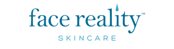 Face Reality Skincare logo in teal and light blue text on a white background