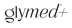 Glymed+ logo in black italic text on a white background