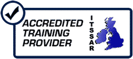 An accredited training provider logo with a map of the uk