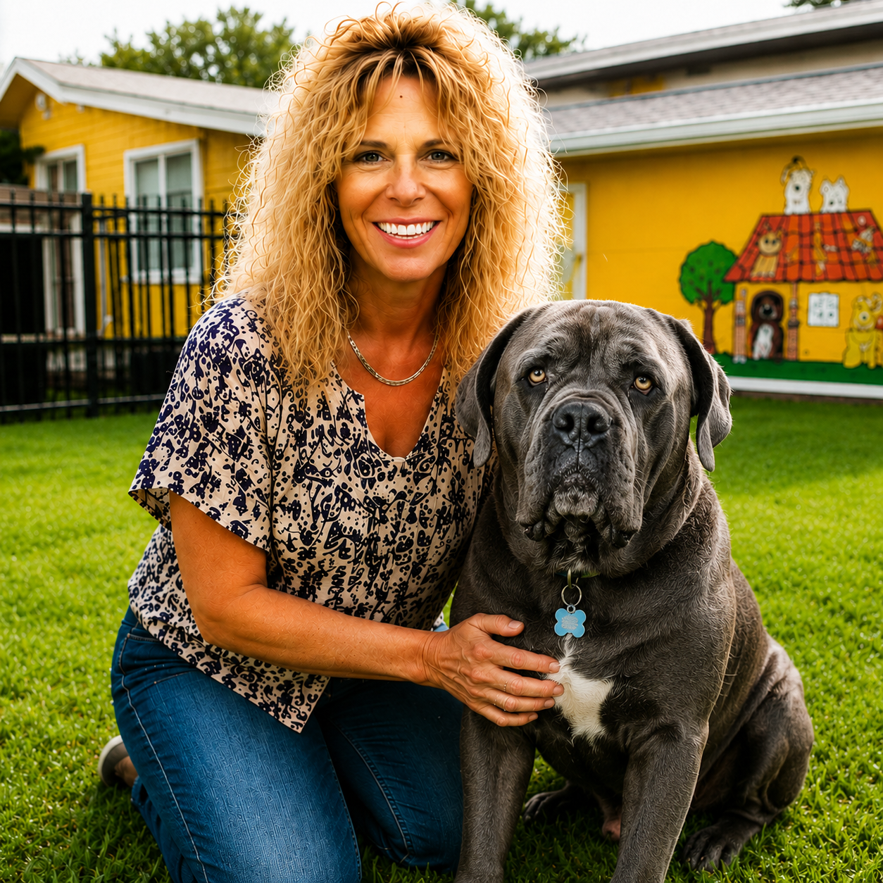 Lorrie Buckingham with Dude, her Cane Corso, at The Big Dog House
