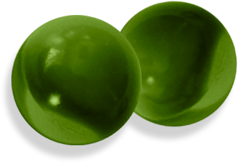 Two green balls are sitting next to each other on a white background