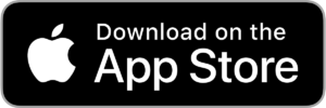 Svart niðurhalsmerki frá Apple App Store með hvítu Apple merki og texta