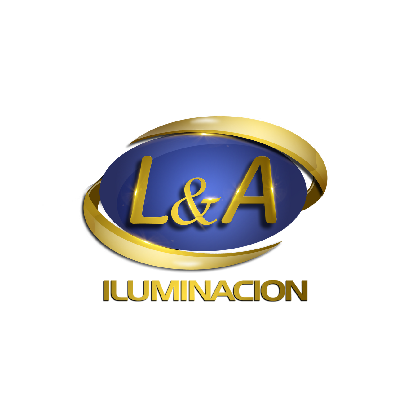 Logo with gold accents and the letters