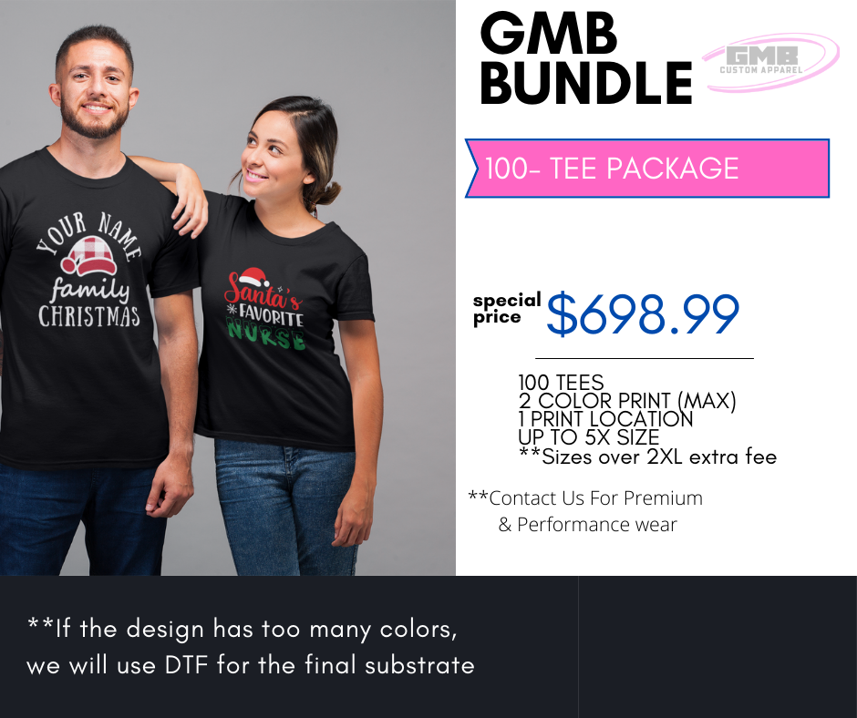 A man and a woman are standing next to each other wearing matching christmas shirts