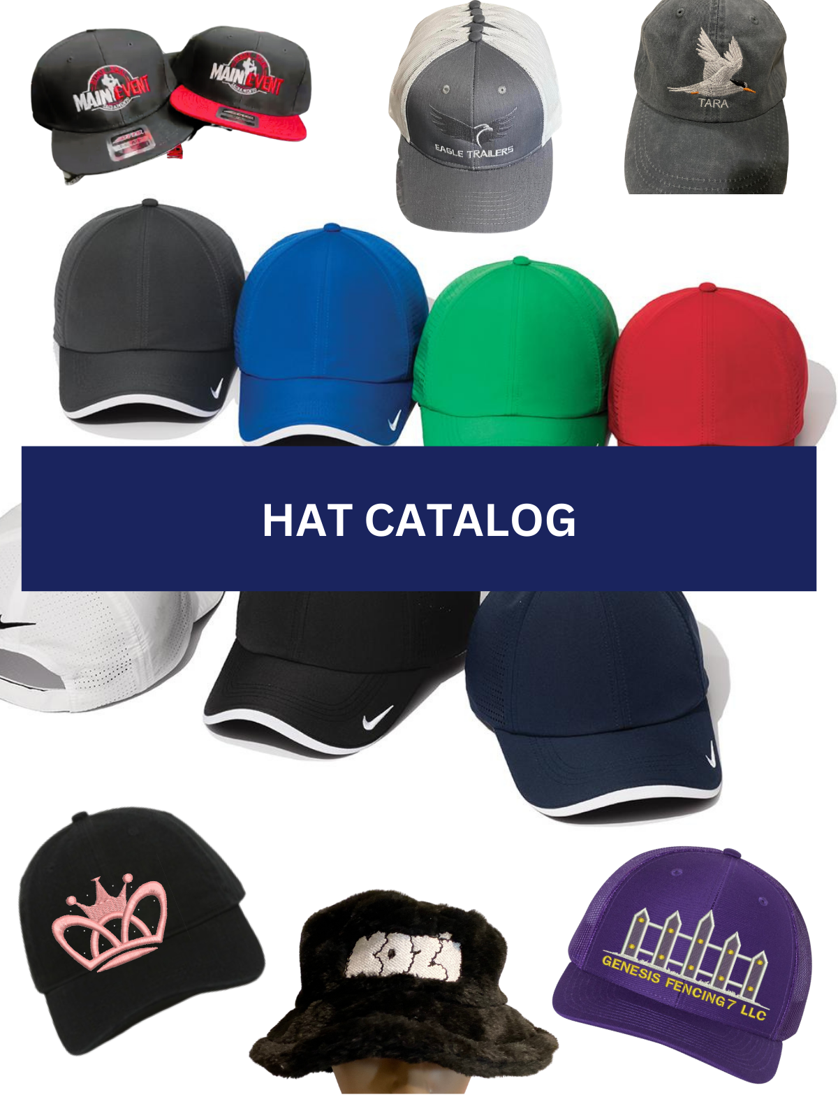 A hat catalog with many different hats on it