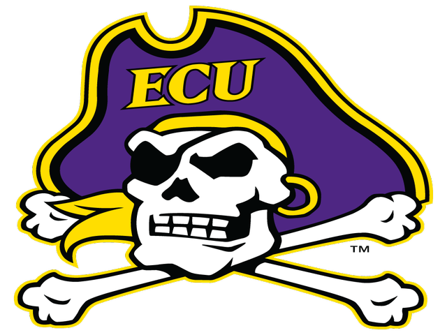 A logo for ecu with a skull and crossbones