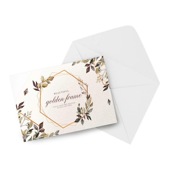 A white envelope with a card inside of it.