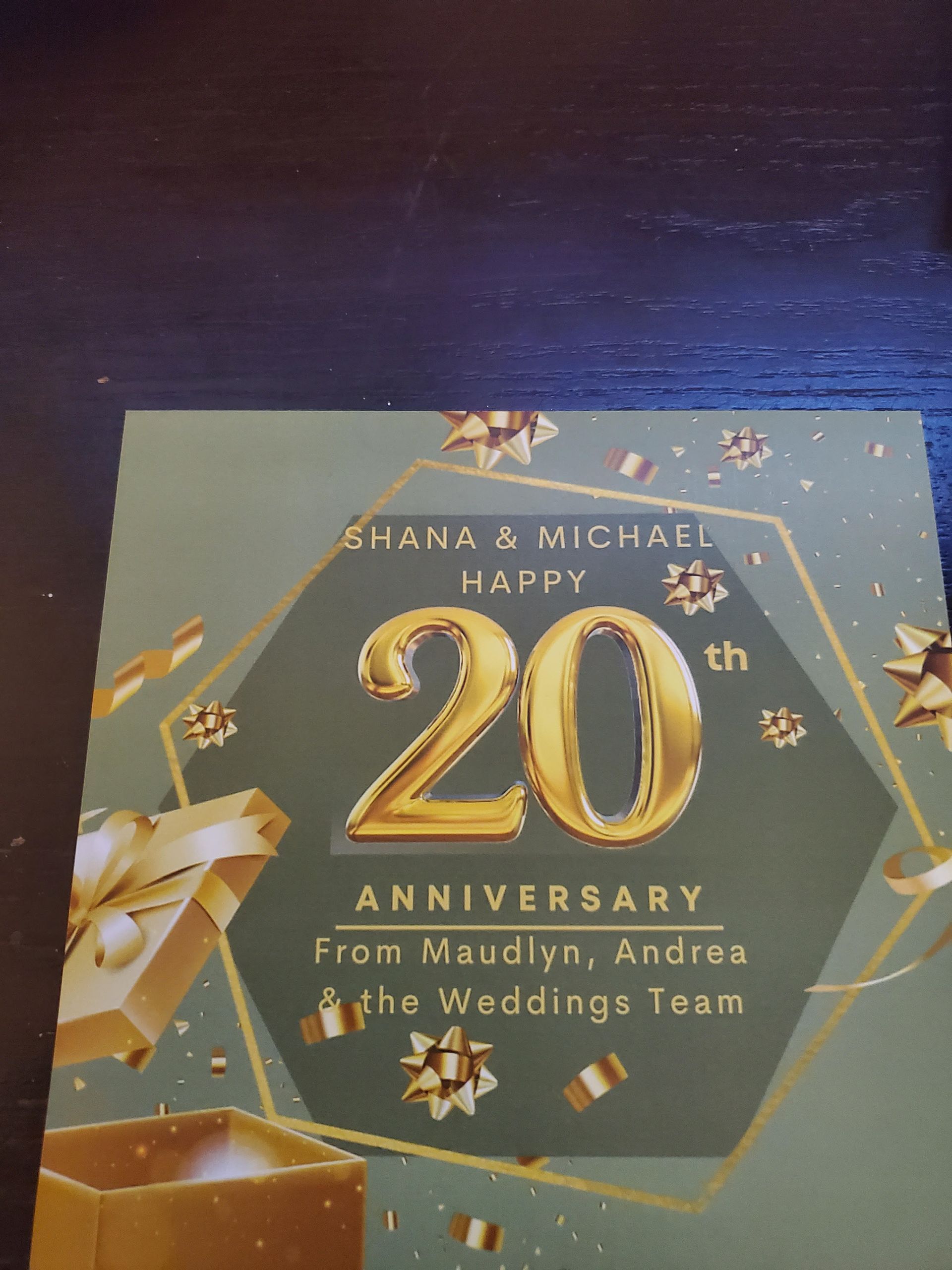 A 20th anniversary card for ghana and michael