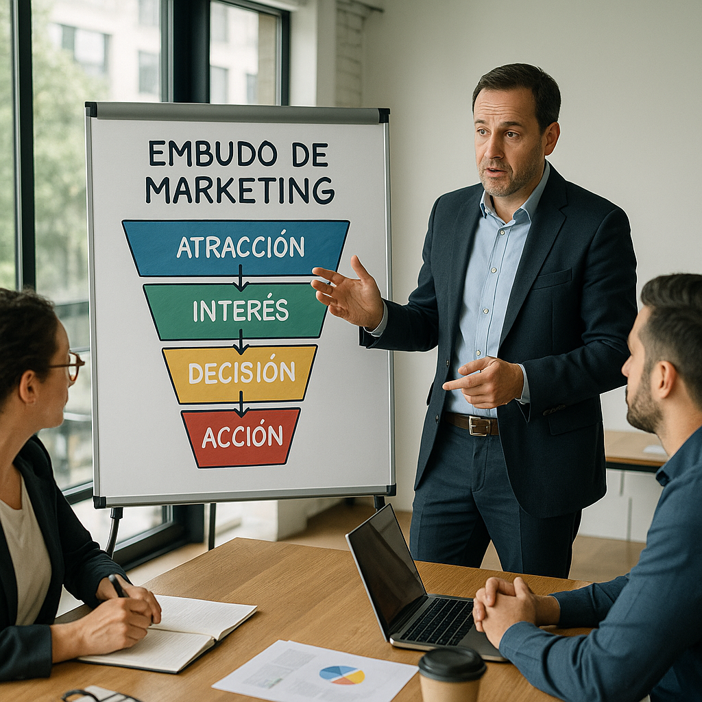 A man in a suit is giving a presentation to a group of people.