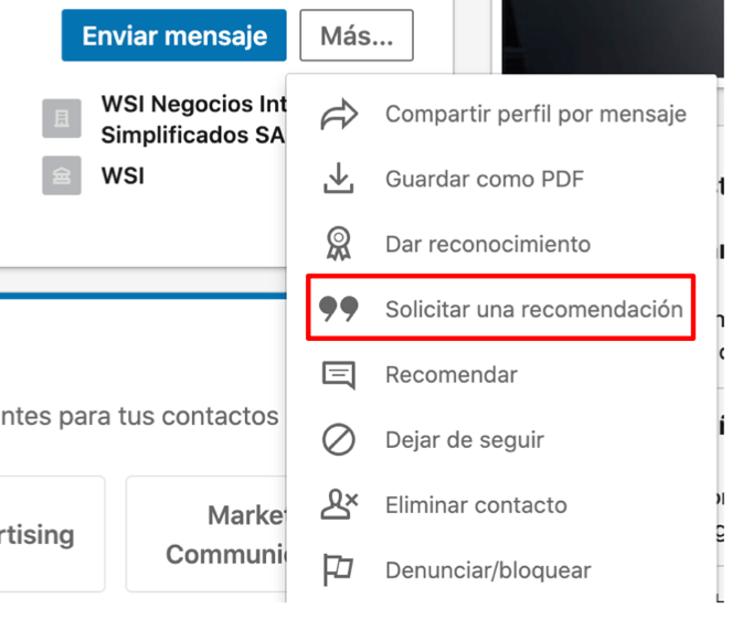 Solicitar recomendaciones en LinkedIn