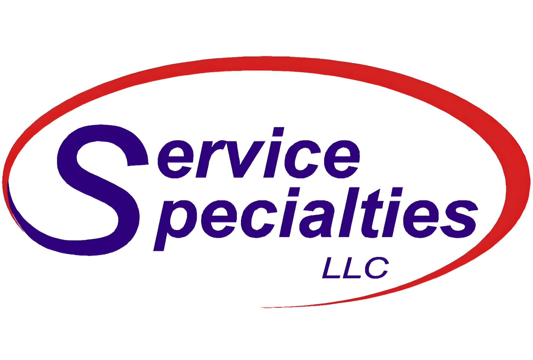Service Specialties LLC logo in blue and red with an oval swoosh outline
