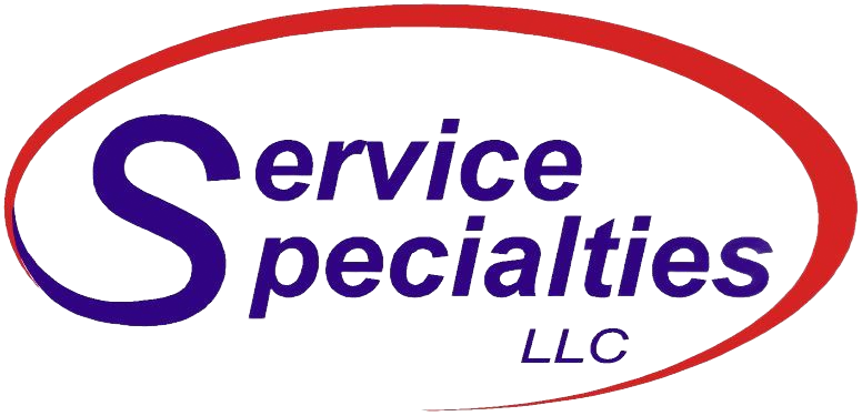 Service Specialties LLC logo in blue and red with an oval swoosh