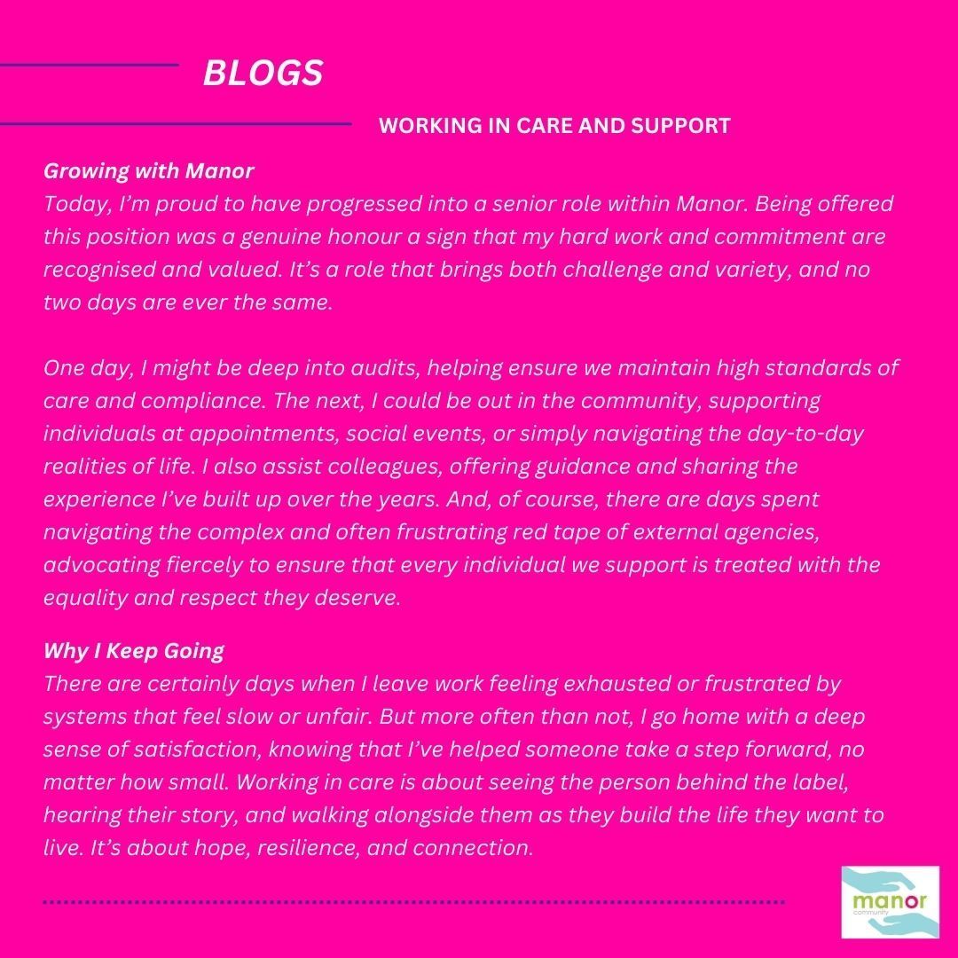 writing about working in care and support
