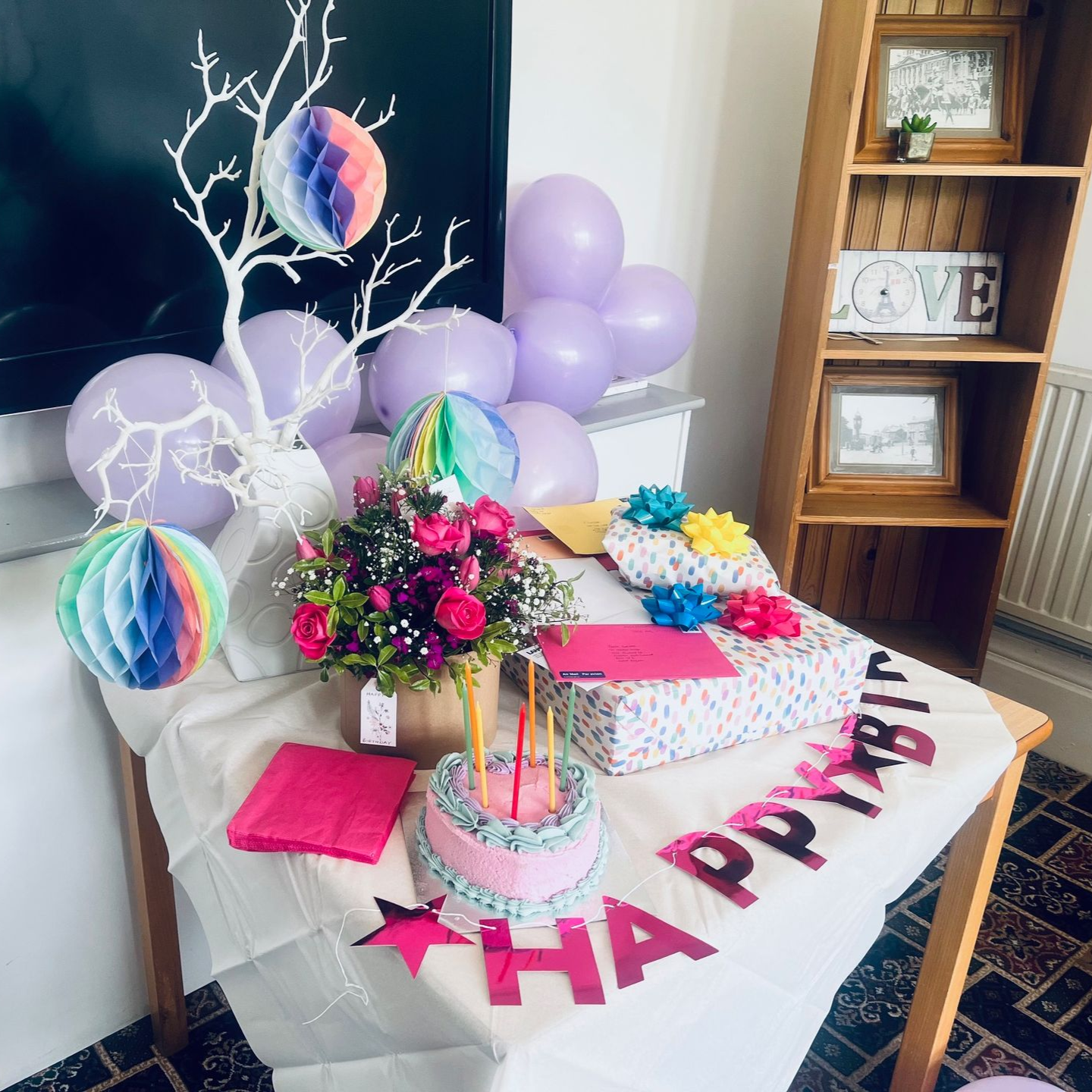 Table with party decorations