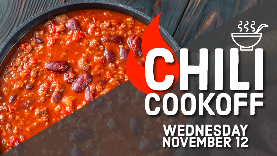 A chili cookoff is taking place on wednesday november 8th
