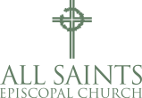 The logo for all saints episcopal church has a cross on it.
