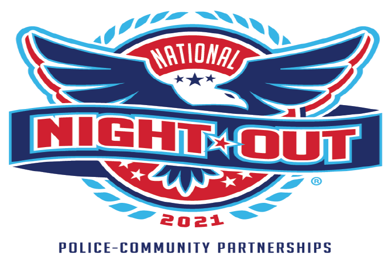 The logo for the national night out 2021 police community partnerships