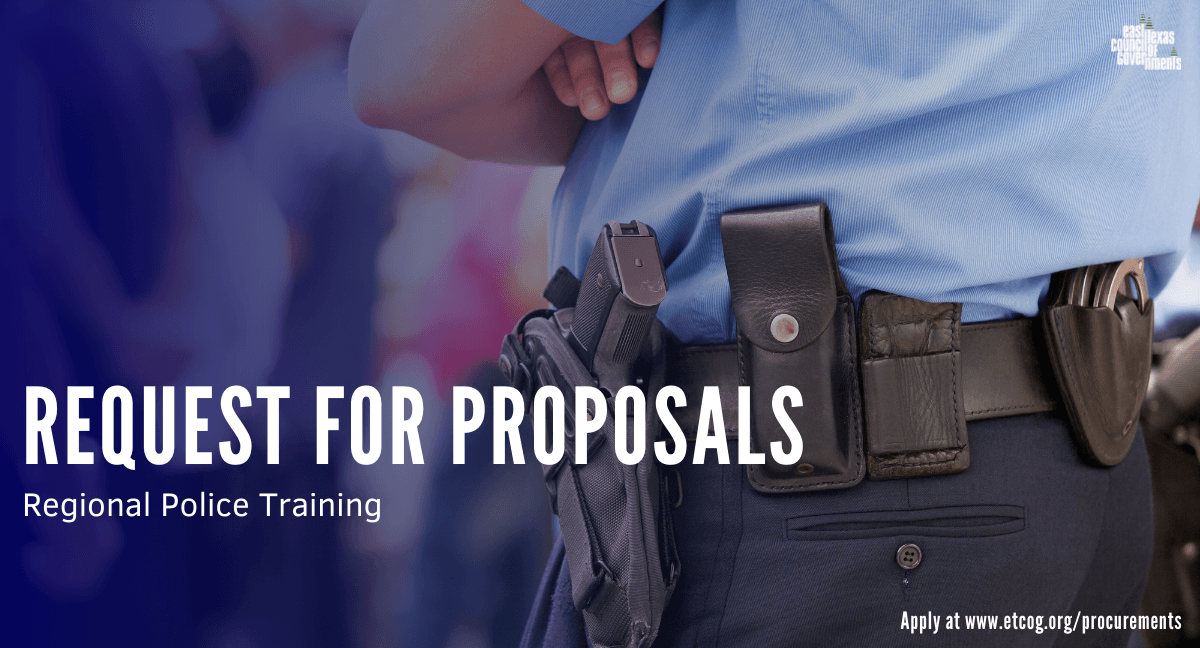photo of policeman with text overlay: request for proposals police training