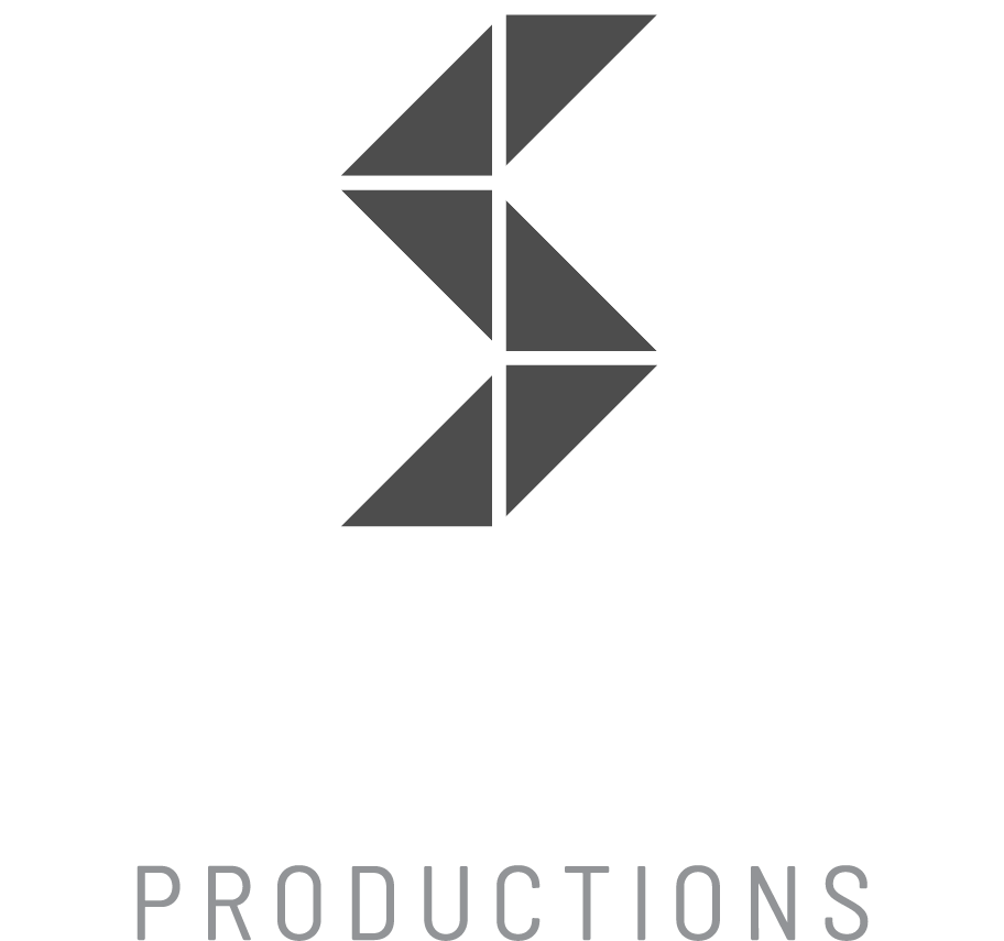 A black and white logo for a company called productions.