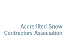 ASCA Accredited Snow Contractors Association logo in white and blue text