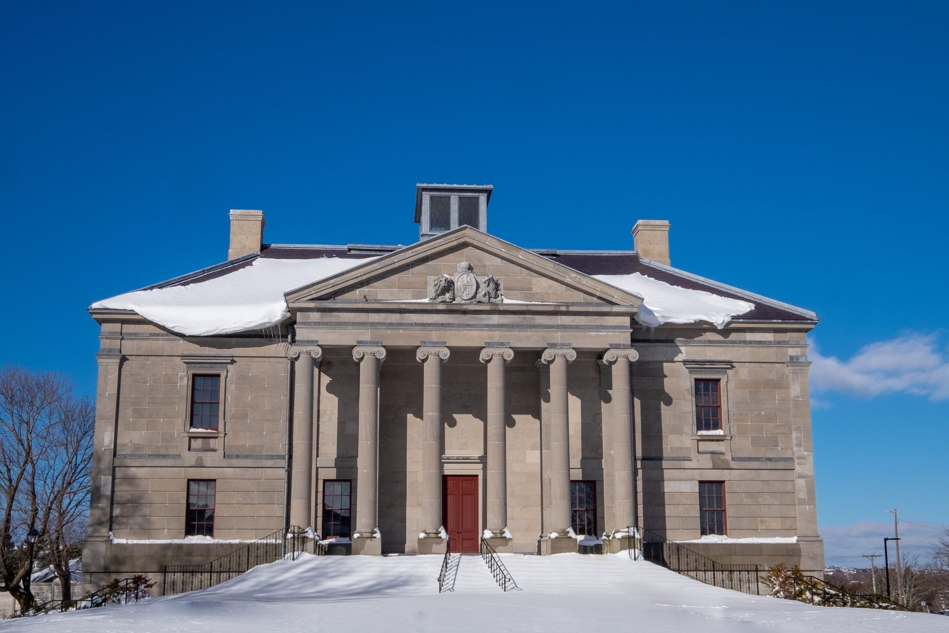 admin building covered in snow