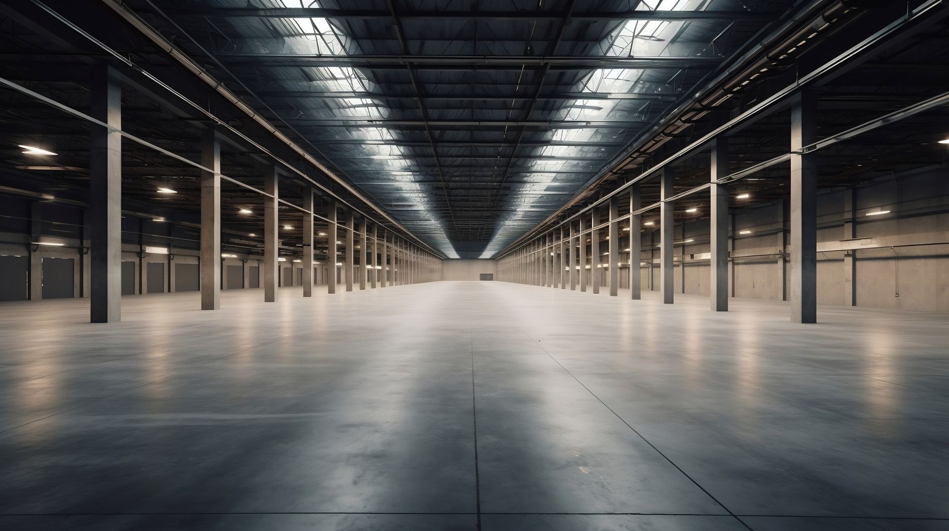 leere Lagerhalle mit Deckenbeleuchtung LED
