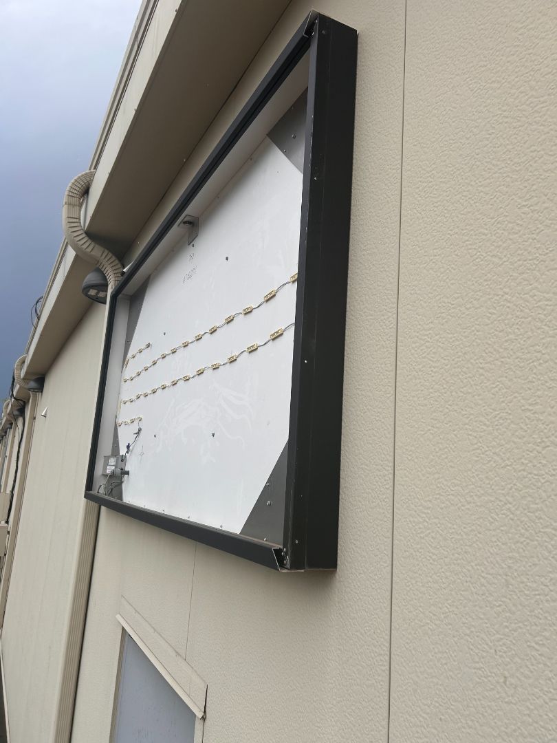 A large window on the side of a building