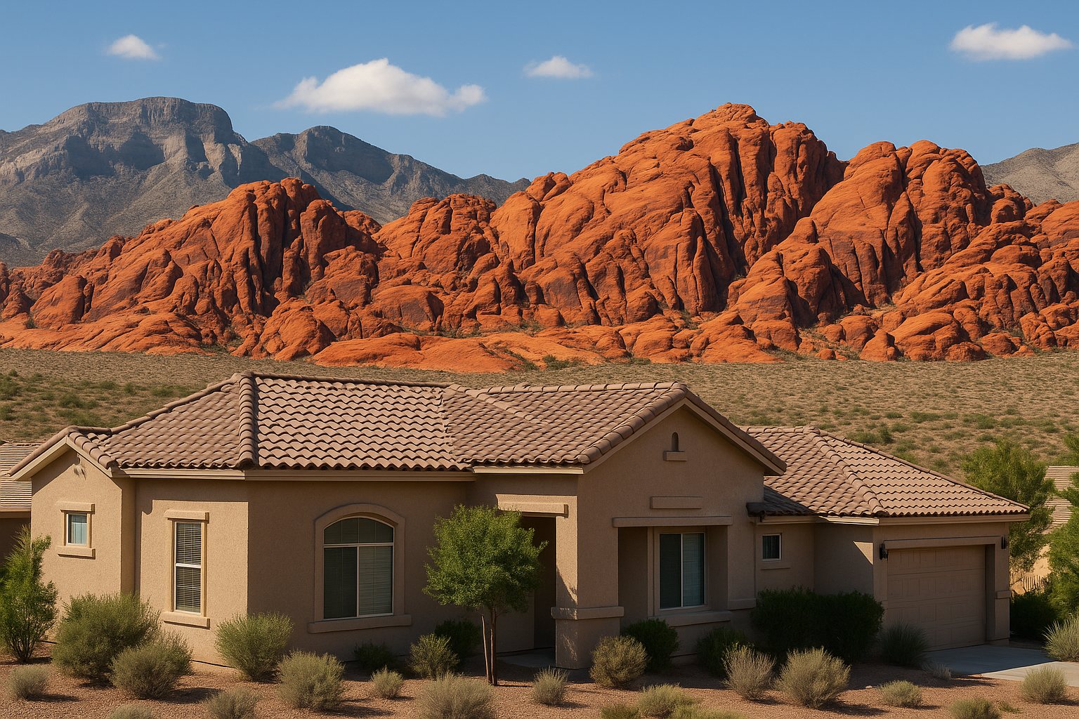 Vegas home with Red Rock Nature Preserve in its backyard