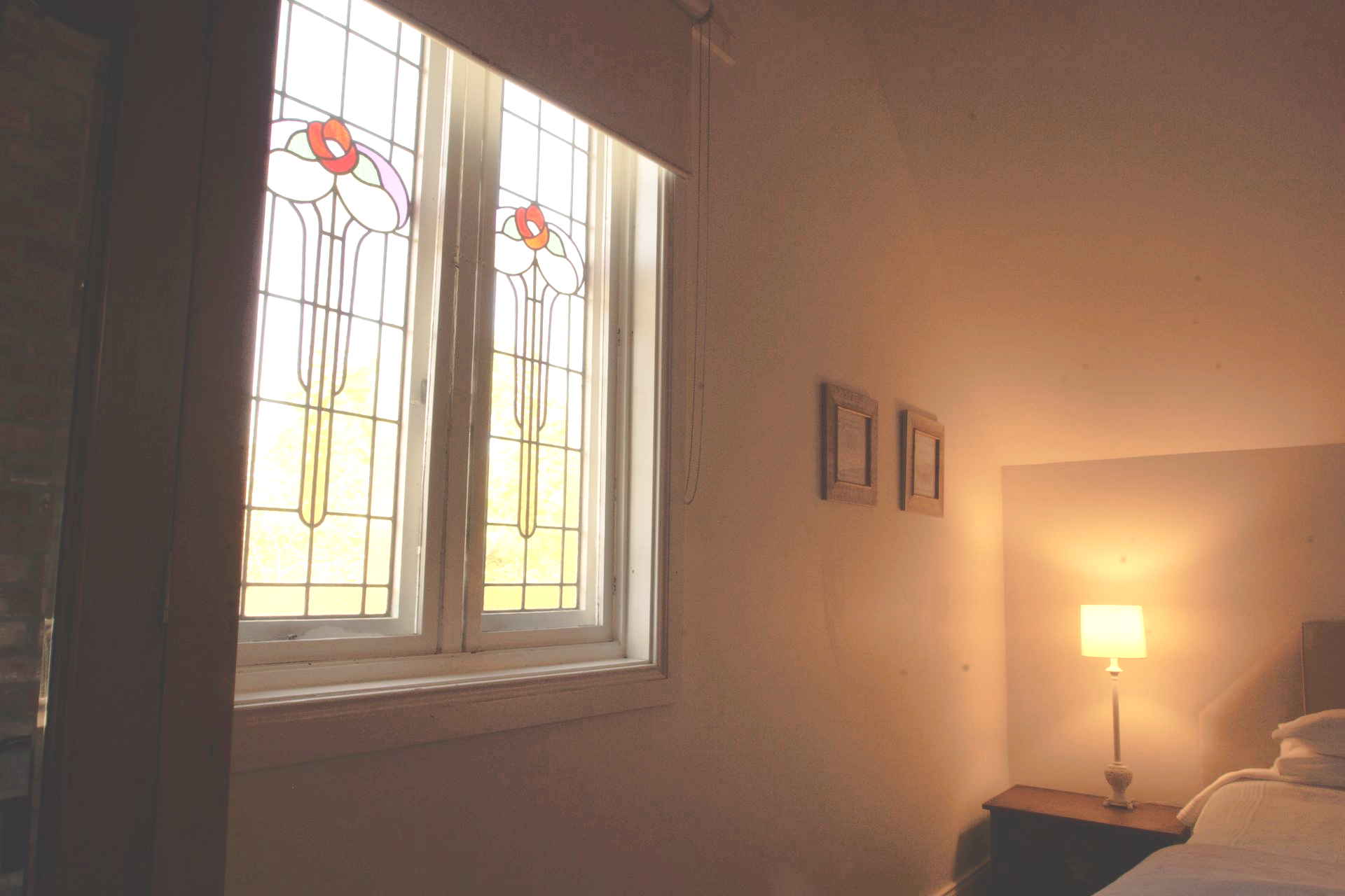 Stained glass in the Gable Suite.