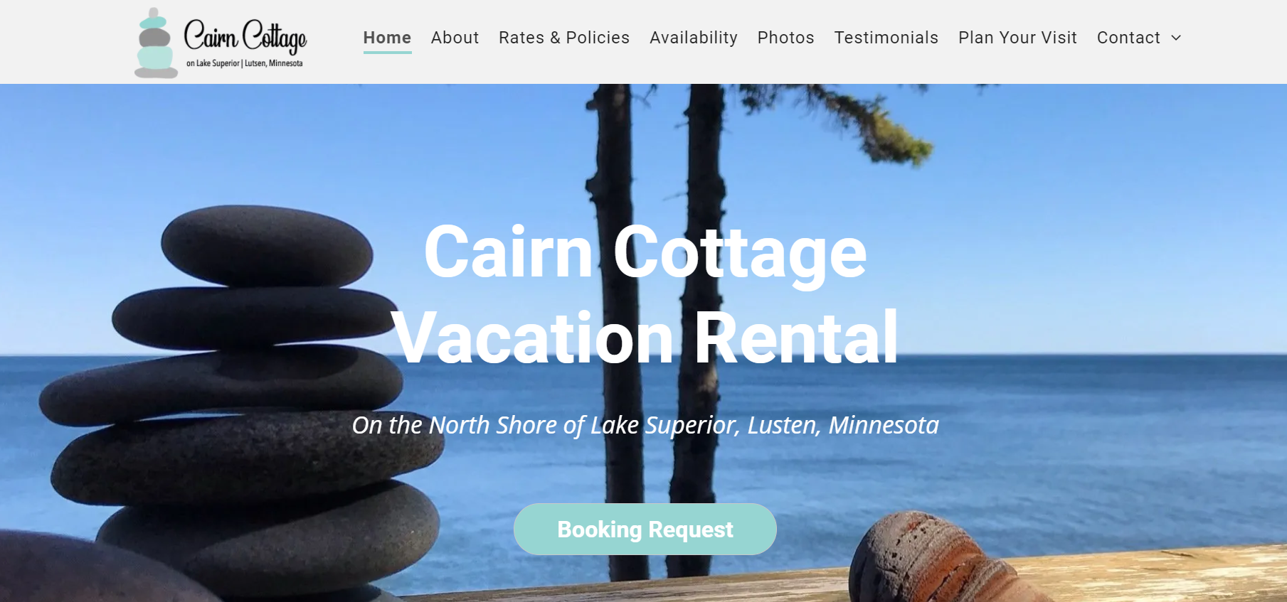Cairn Cottage Vacation Rental home page screen shot.