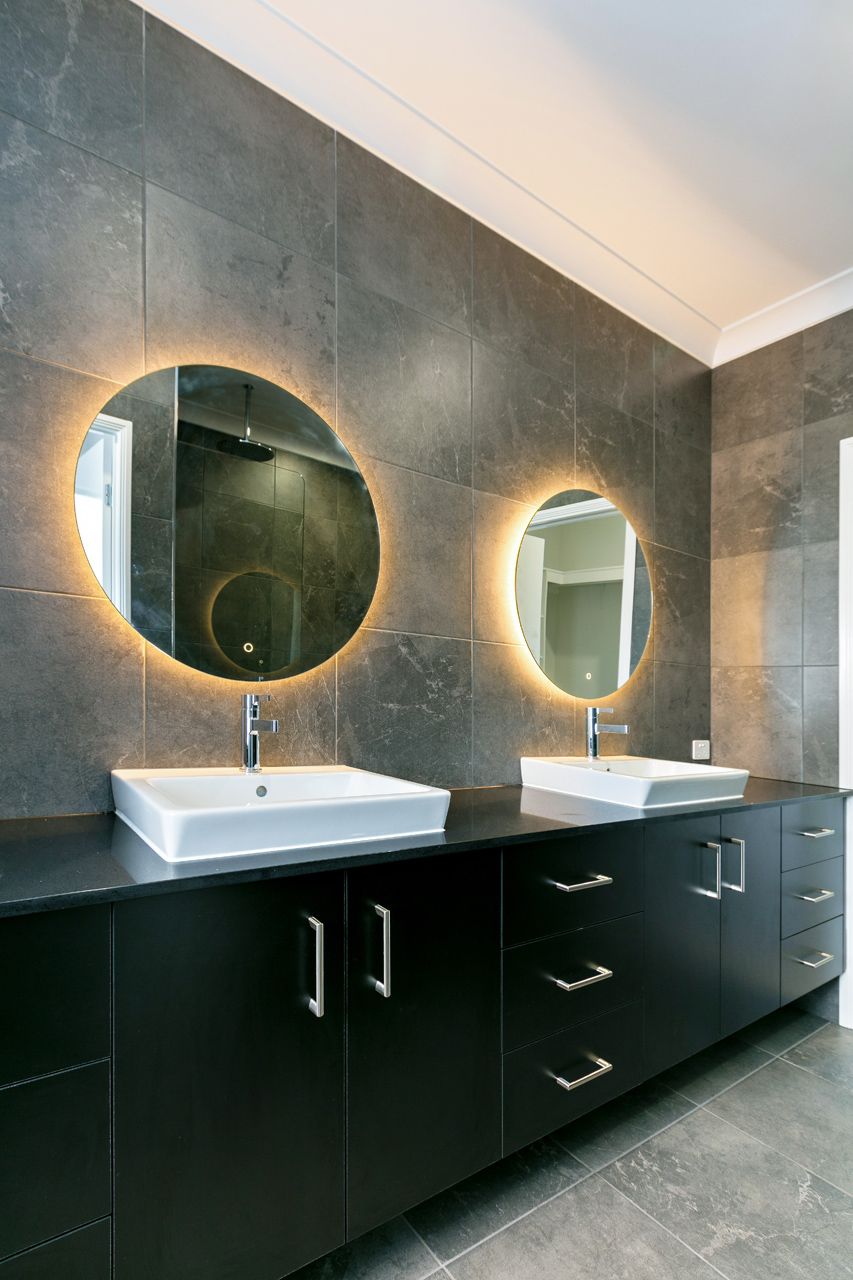 A Modern Double-sink Vanity With Matte Black Cabinetry — Ashlee Jones Homes in Gordonvale, QLD