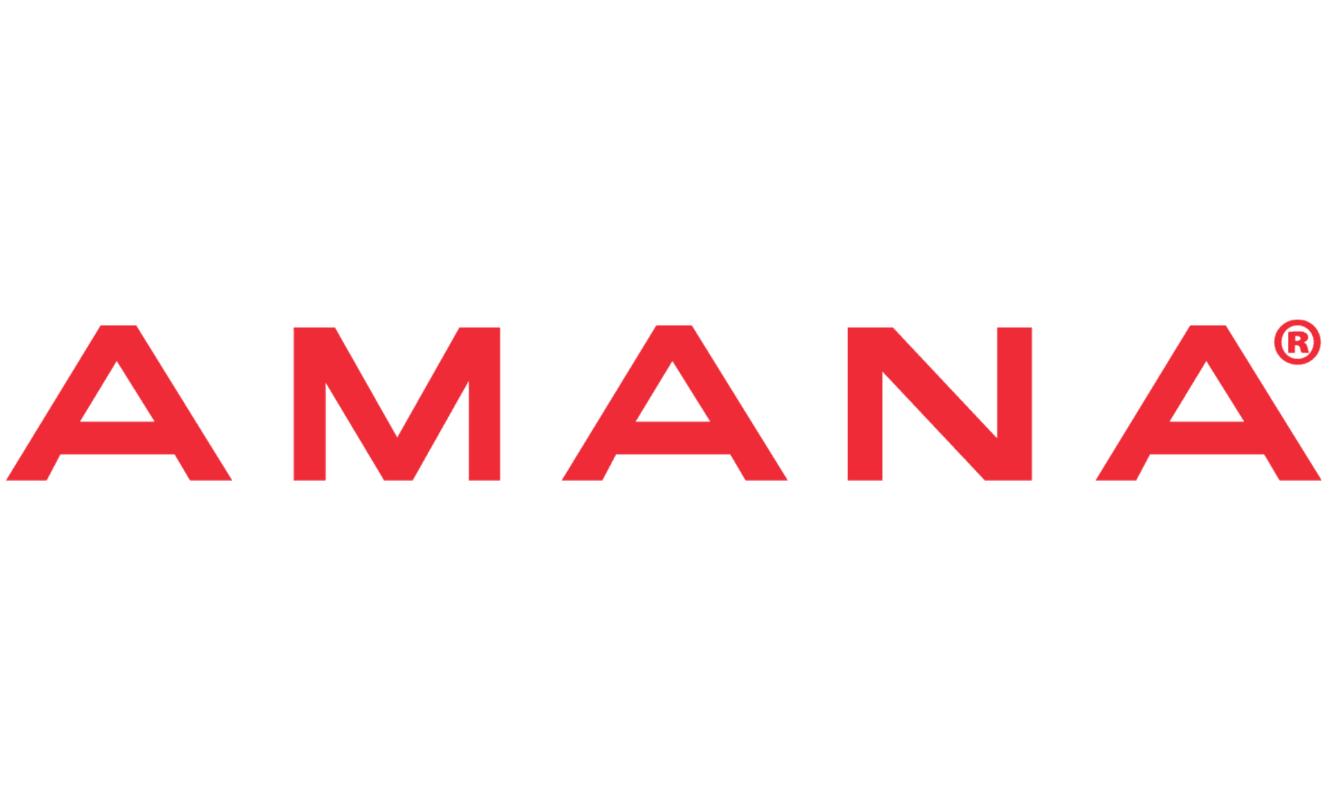 The amana logo is red and white on a white background.