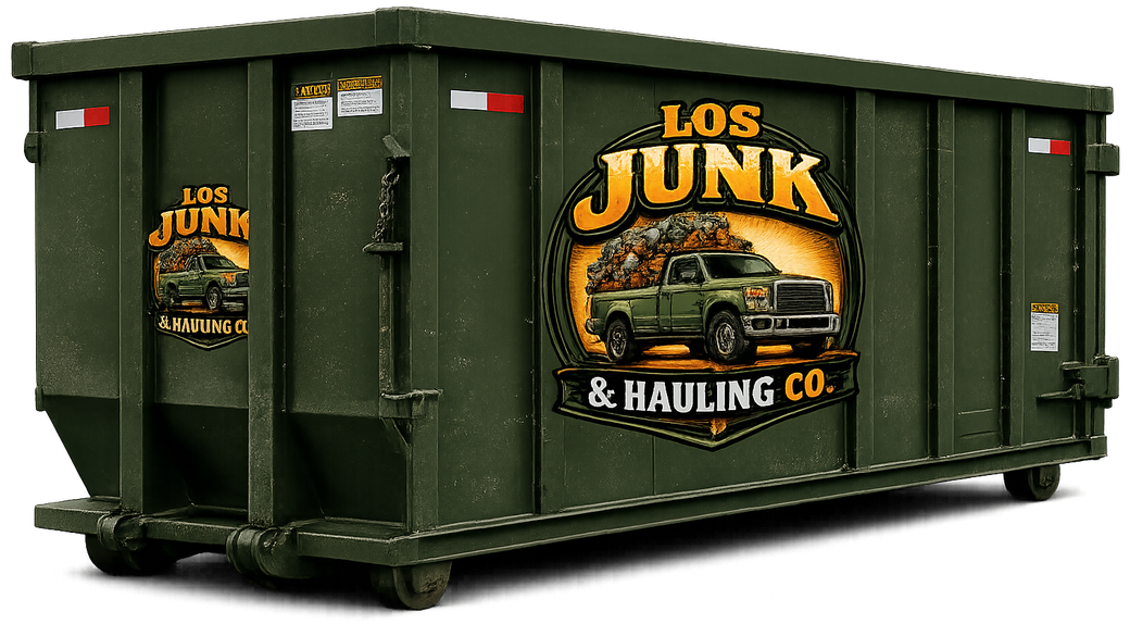 LOS Junk & Hauling Co. dumpster truck