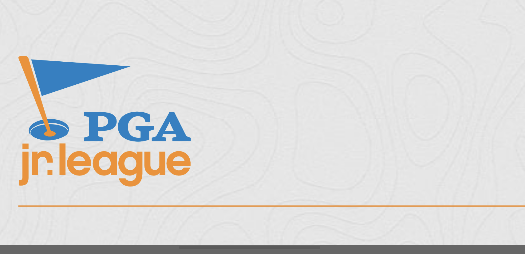 A logo for the pga jr. league with a blue flag on a white background.